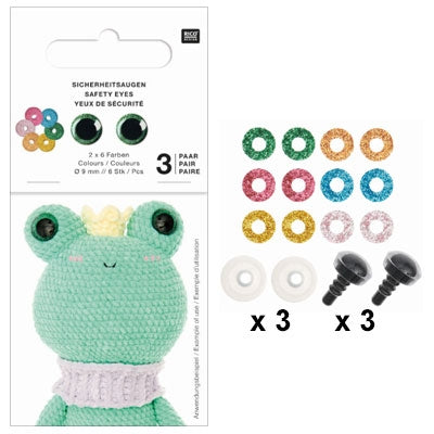 Colored safety eyes for toys - 9 mm - Rico