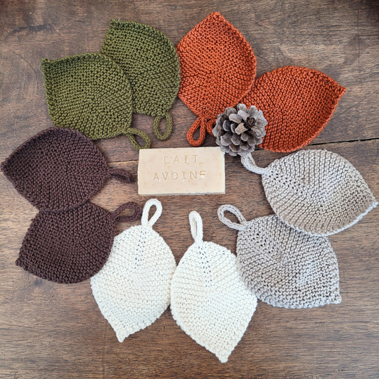 Knitting Kit - Leaf Washcloths - 100% Organic Cotton