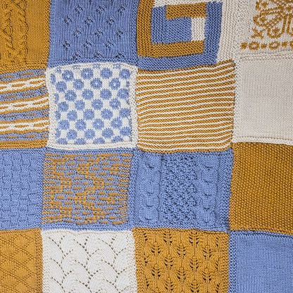 Cours en ligne GRATUIT - 20 carrés pour apprendre à tricoter - Initiation au tricot avec une couverture