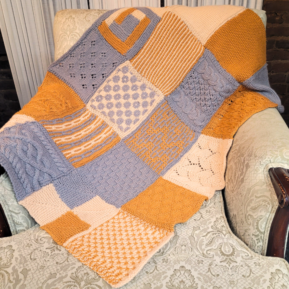 Cours en ligne GRATUIT - 20 carrés pour apprendre à tricoter - Initiation au tricot avec une couverture