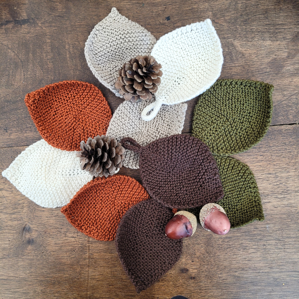 Kit Tricot - Les débarbouillettes Feuilles - 100 % coton organique