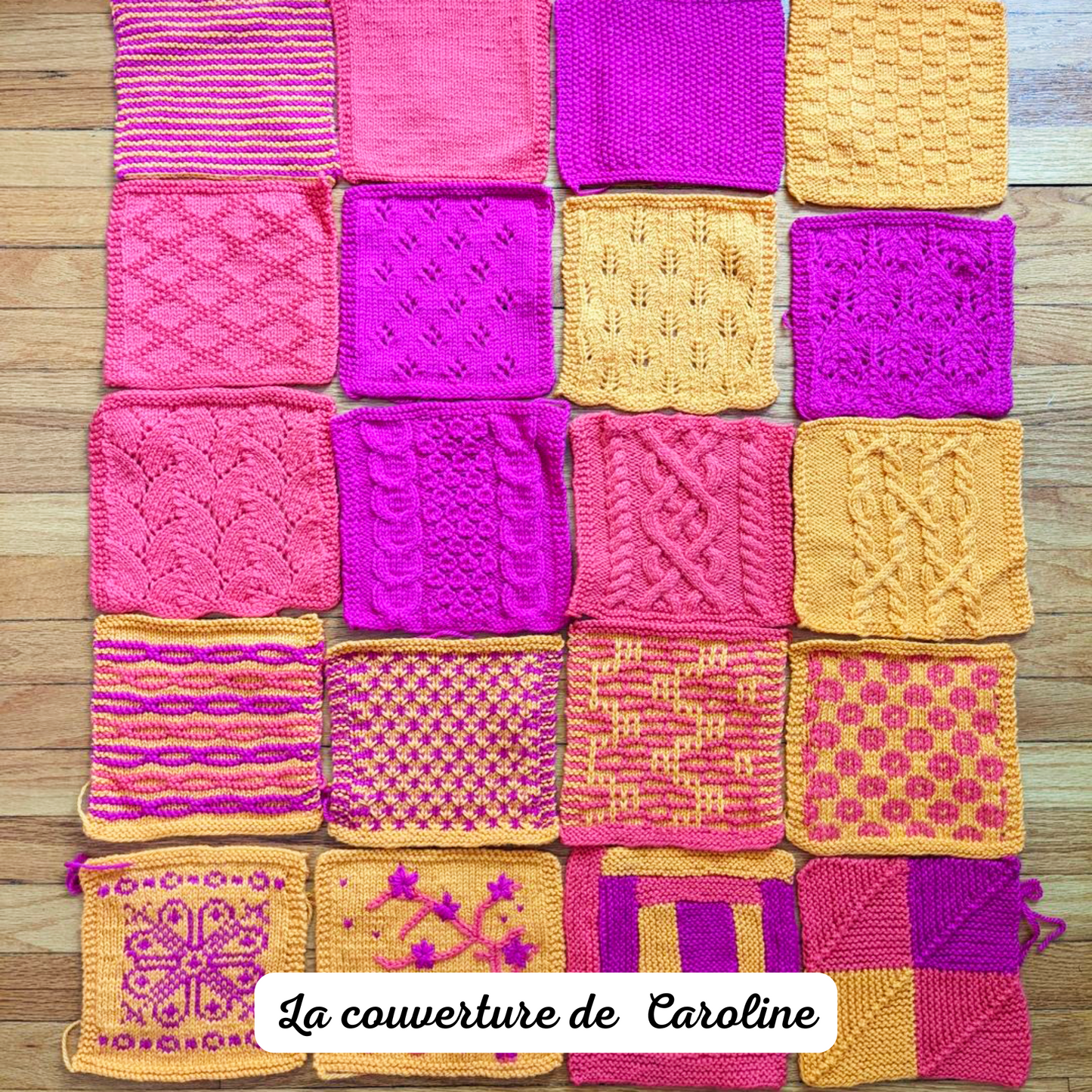 Cours en ligne GRATUIT - 20 carrés pour apprendre à tricoter - Initiation au tricot avec une couverture
