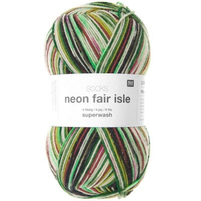 Neon Fair Isle 4 Ply Socks by Rico